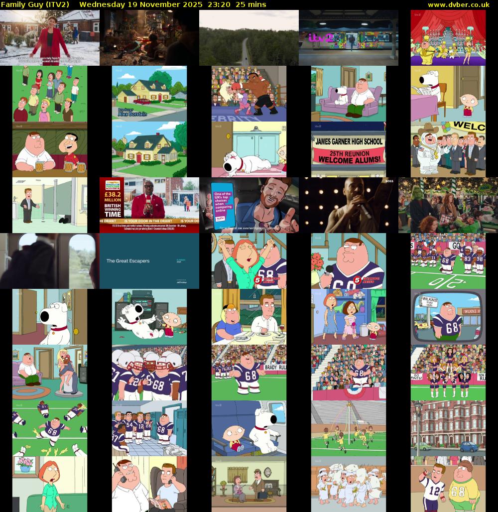 Family Guy (ITV2) Wednesday 19 November 2025 23:20 - 23:45