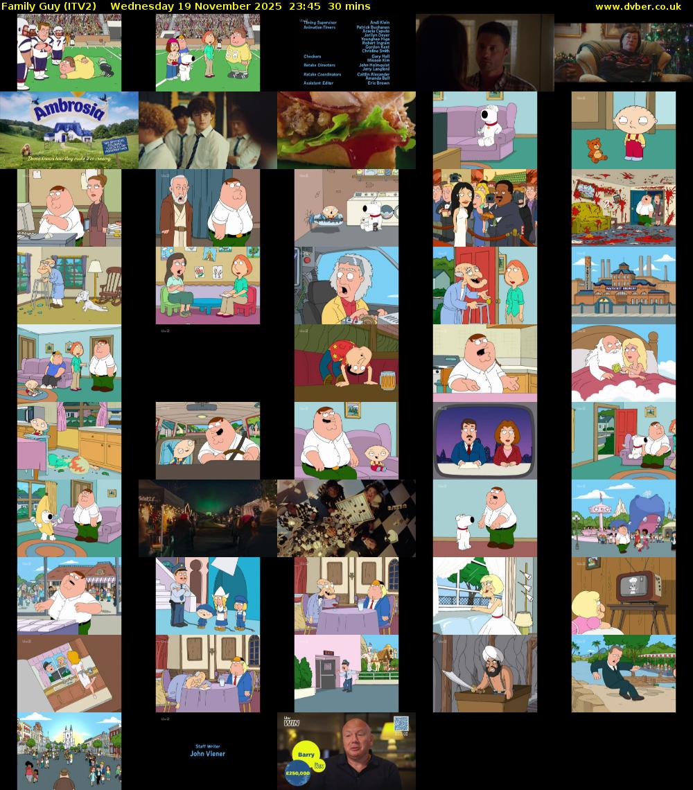 Family Guy (ITV2) Wednesday 19 November 2025 23:45 - 00:15