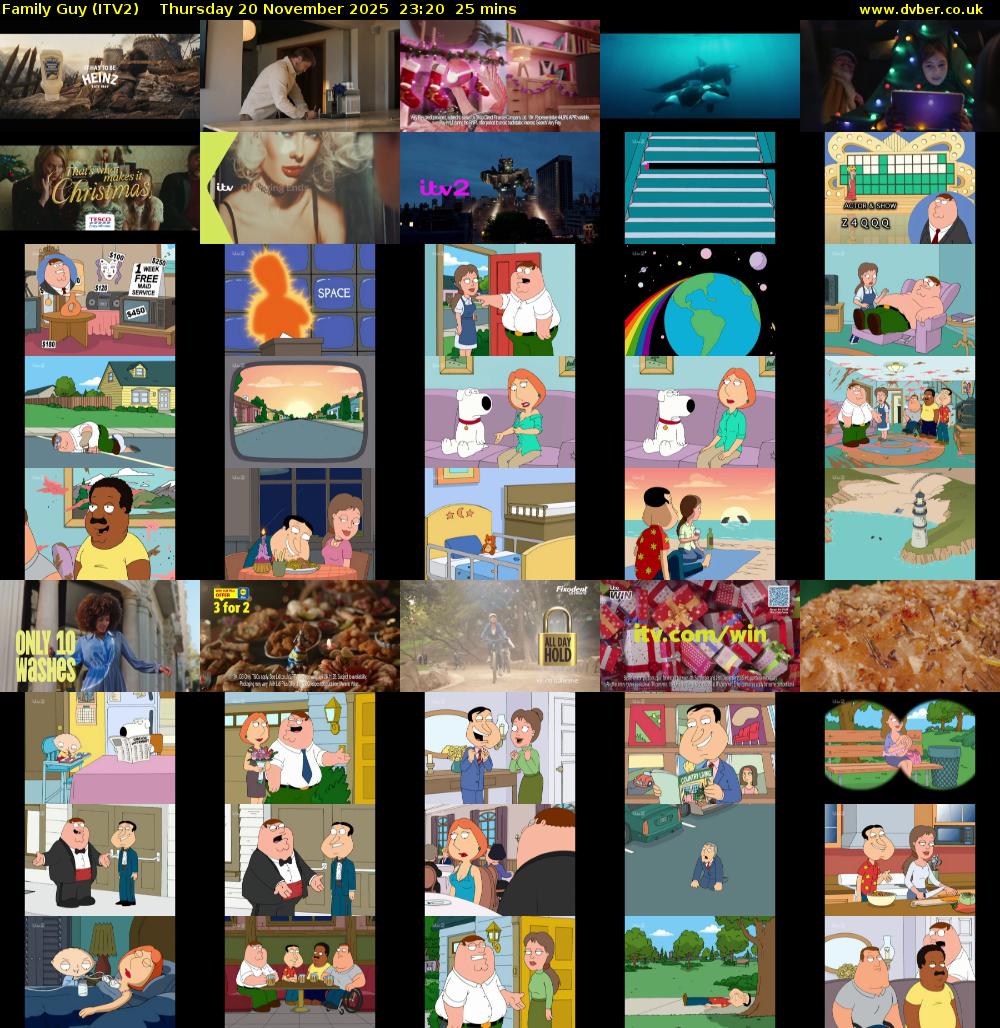 Family Guy (ITV2) Thursday 20 November 2025 23:20 - 23:45