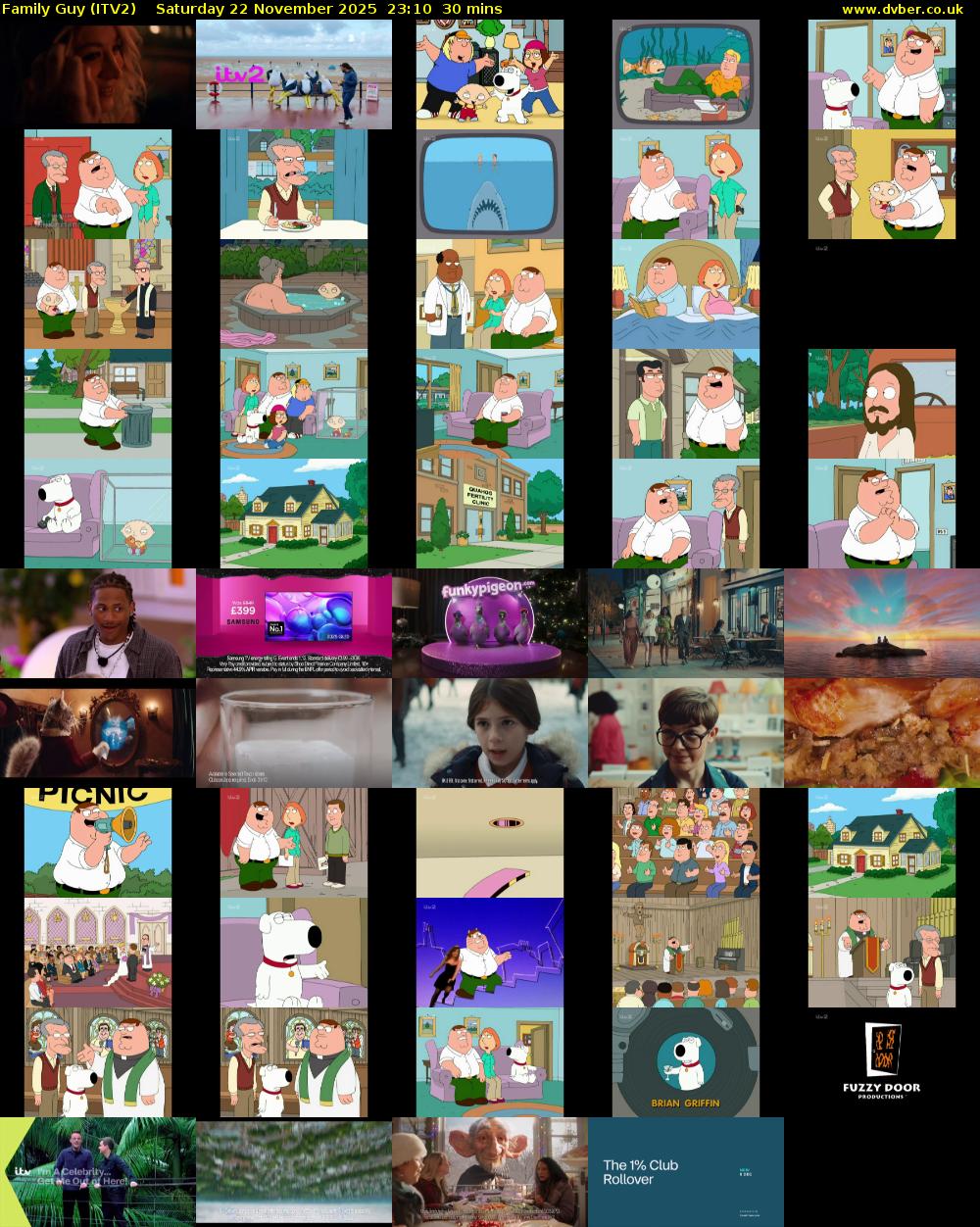 Family Guy (ITV2) Saturday 22 November 2025 23:10 - 23:40