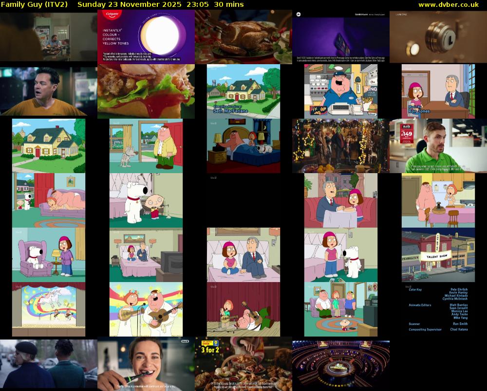 Family Guy (ITV2) Sunday 23 November 2025 23:05 - 23:35