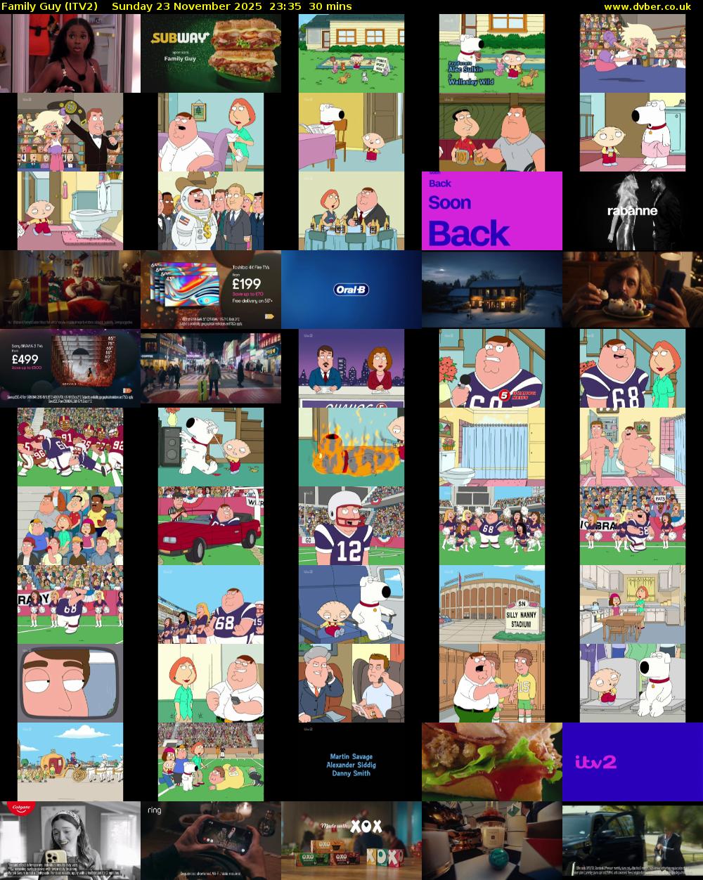 Family Guy (ITV2) Sunday 23 November 2025 23:35 - 00:05