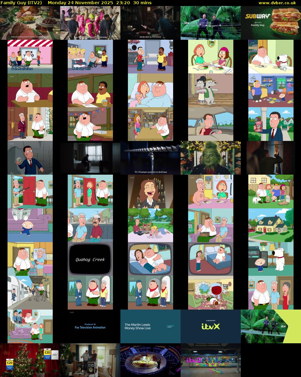 Family Guy (ITV2) Monday 24 November 2025 23:20 - 23:50