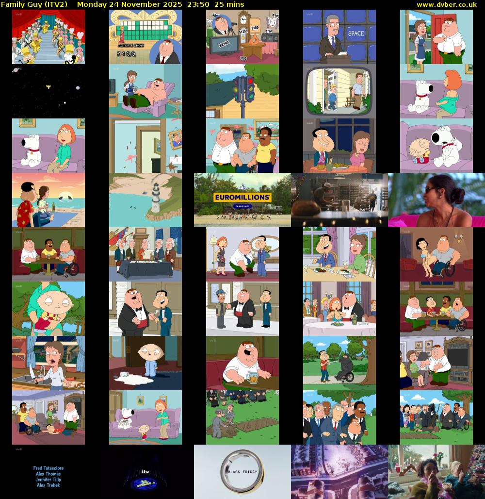 Family Guy (ITV2) Monday 24 November 2025 23:50 - 00:15