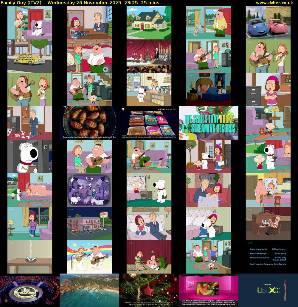 Family Guy (ITV2) Wednesday 26 November 2025 23:25 - 23:50