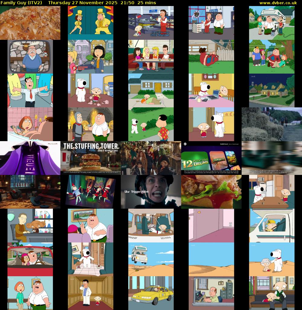 Family Guy (ITV2) Thursday 27 November 2025 21:50 - 22:15