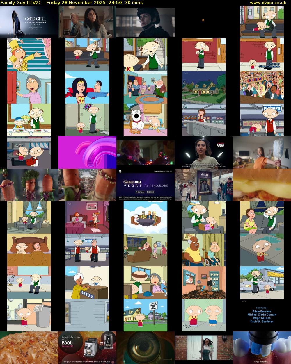 Family Guy (ITV2) Friday 28 November 2025 23:50 - 00:20