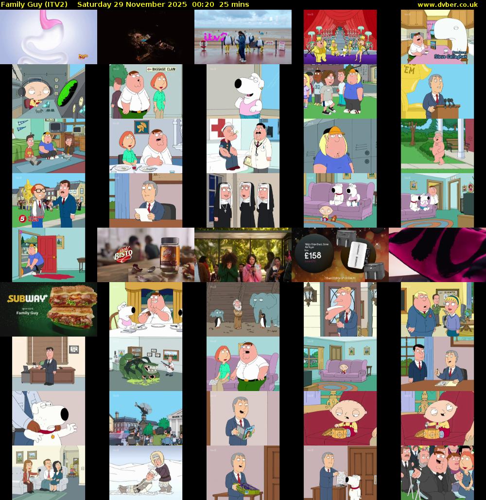 Family Guy (ITV2) Saturday 29 November 2025 00:20 - 00:45