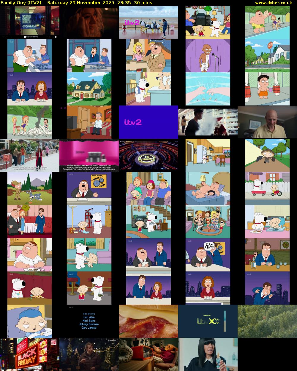 Family Guy (ITV2) Saturday 29 November 2025 23:35 - 00:05