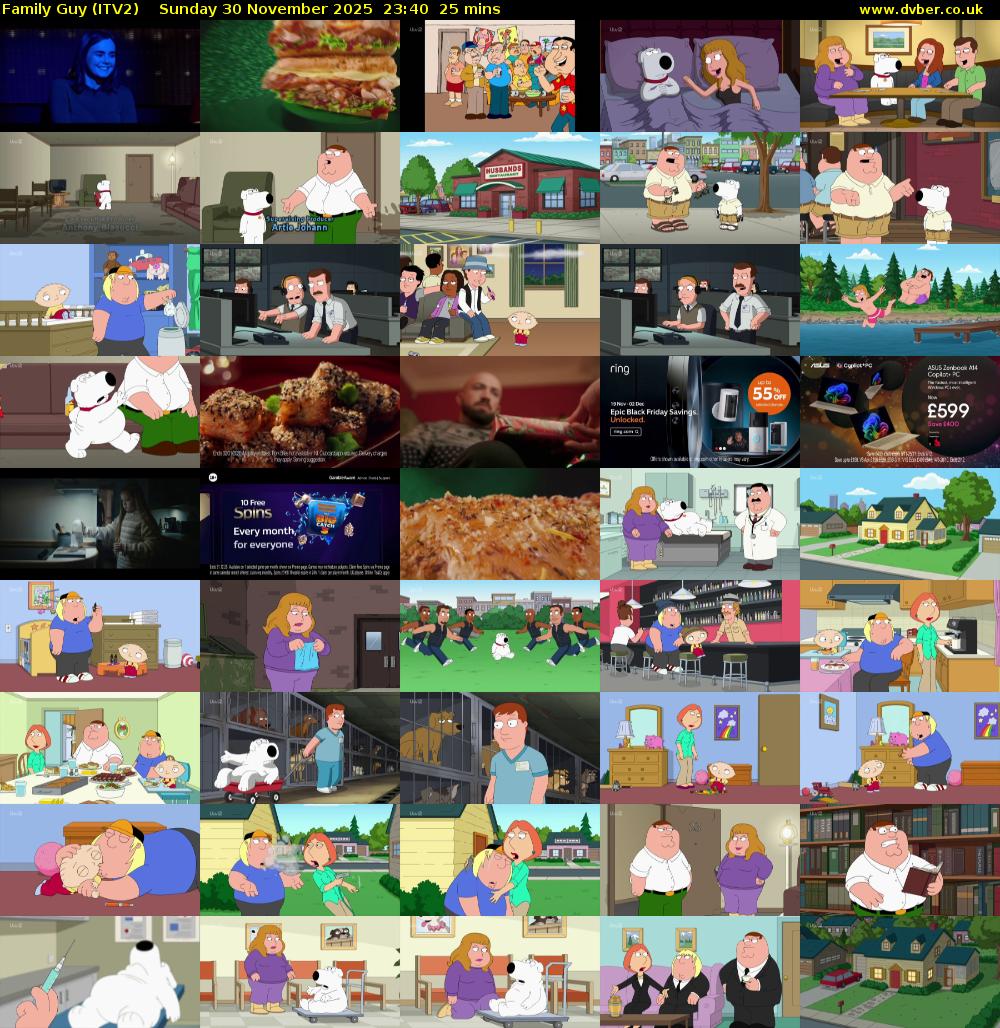 Family Guy (ITV2) Sunday 30 November 2025 23:40 - 00:05