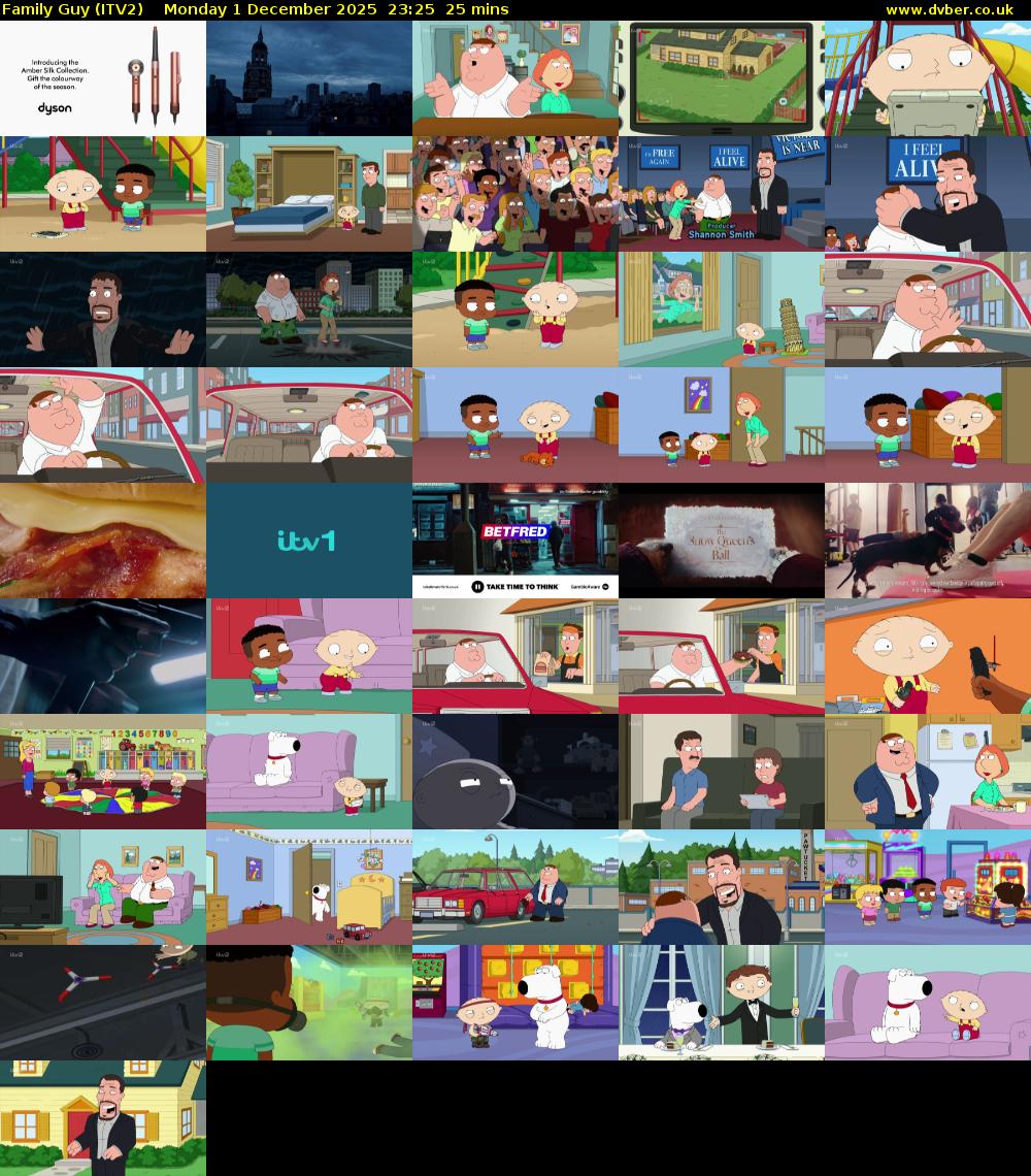 Family Guy (ITV2) Monday 1 December 2025 23:25 - 23:50