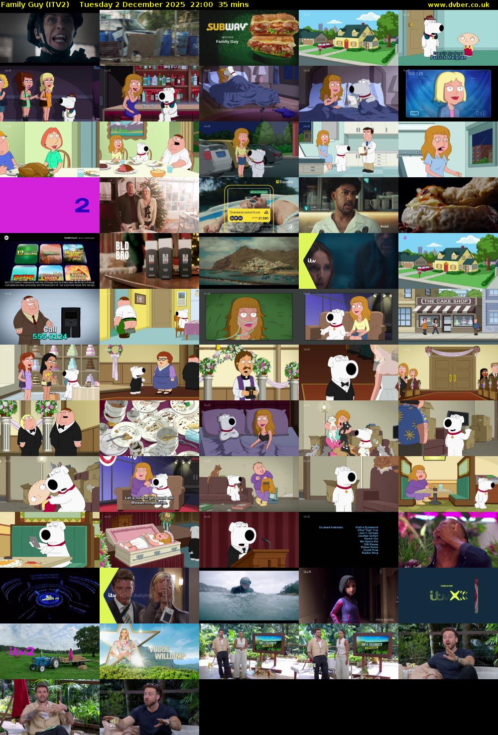 Family Guy (ITV2) Tuesday 2 December 2025 22:00 - 22:35