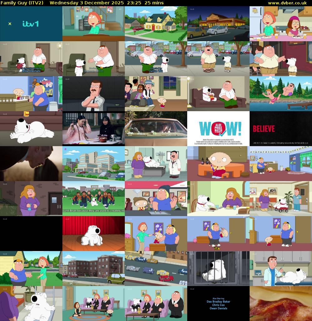 Family Guy (ITV2) Wednesday 3 December 2025 23:25 - 23:50