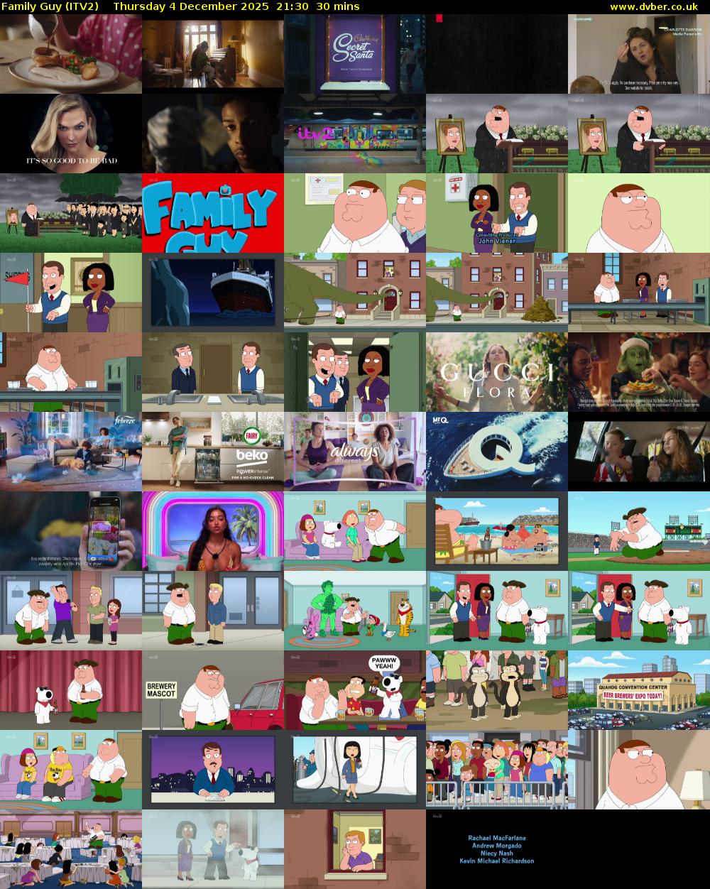 Family Guy (ITV2) Thursday 4 December 2025 21:30 - 22:00