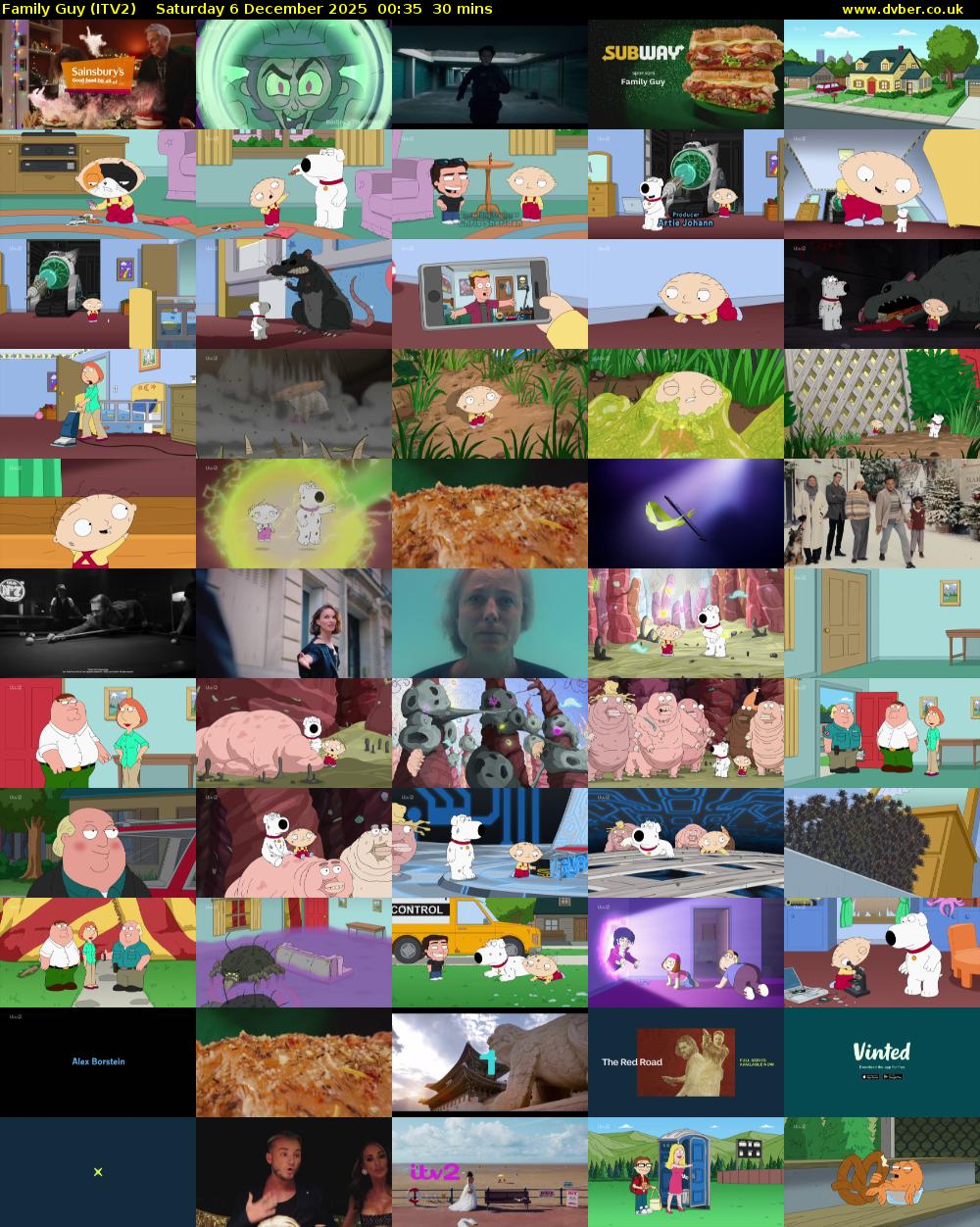 Family Guy (ITV2) Saturday 6 December 2025 00:35 - 01:05