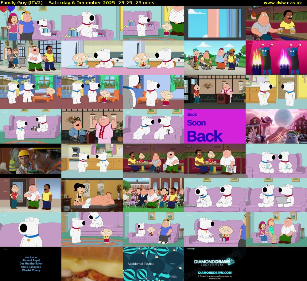 Family Guy (ITV2) Saturday 6 December 2025 23:25 - 23:50