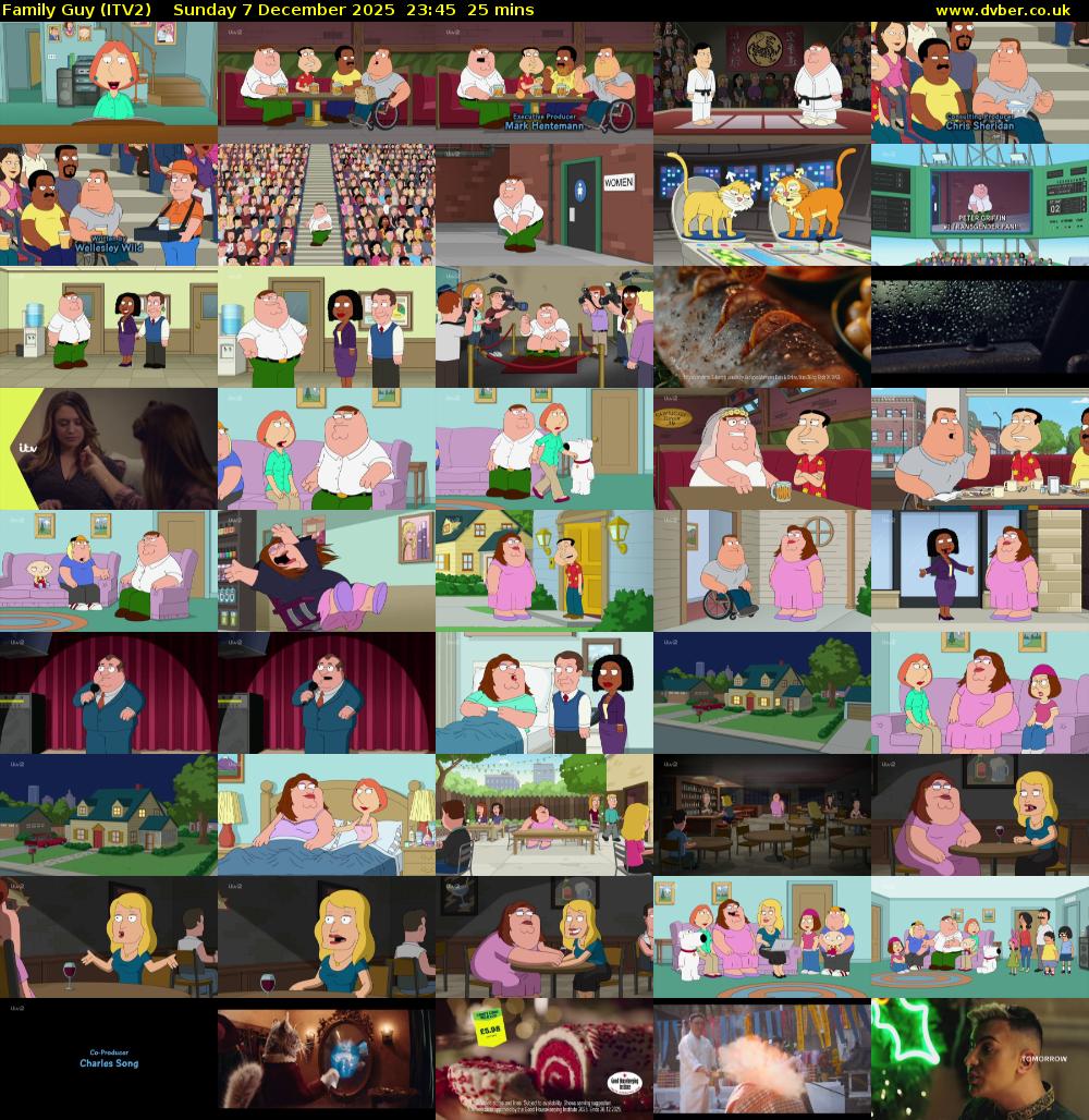 Family Guy (ITV2) Sunday 7 December 2025 23:45 - 00:10