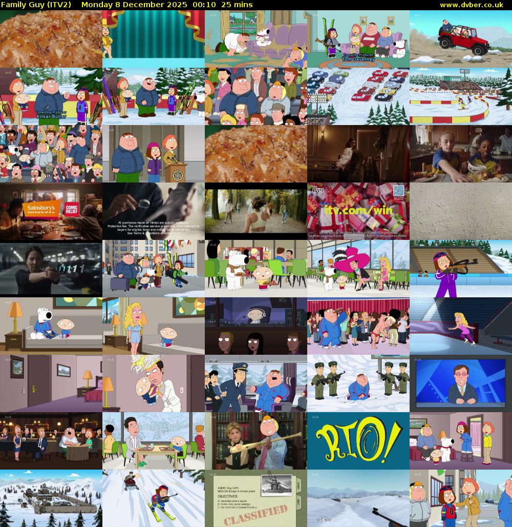 Family Guy (ITV2) Monday 8 December 2025 00:10 - 00:35
