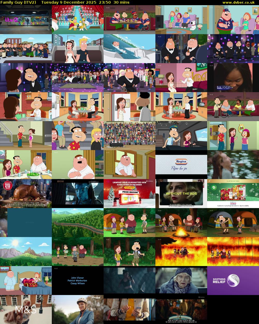 Family Guy (ITV2) Tuesday 9 December 2025 23:50 - 00:20