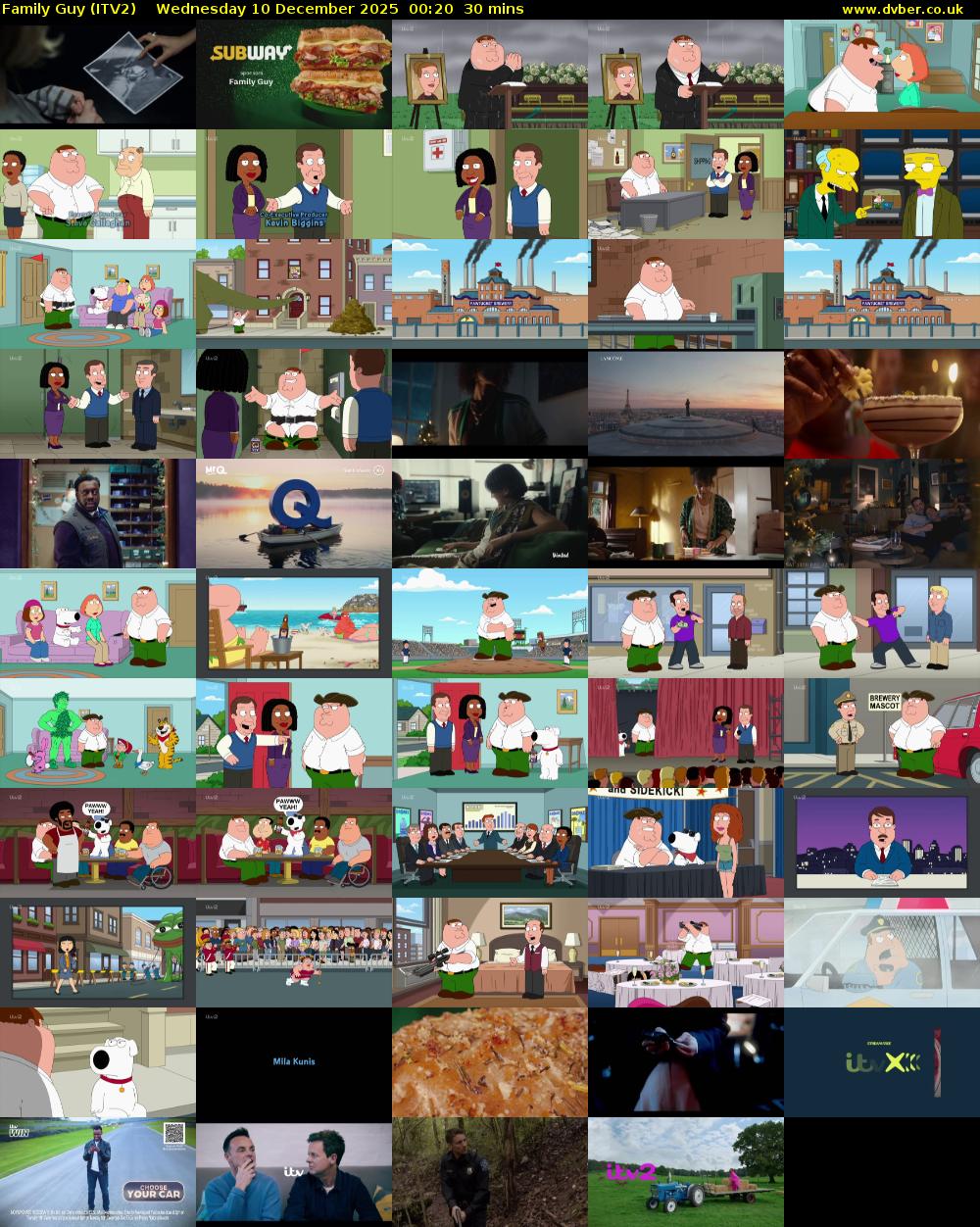 Family Guy (ITV2) Wednesday 10 December 2025 00:20 - 00:50