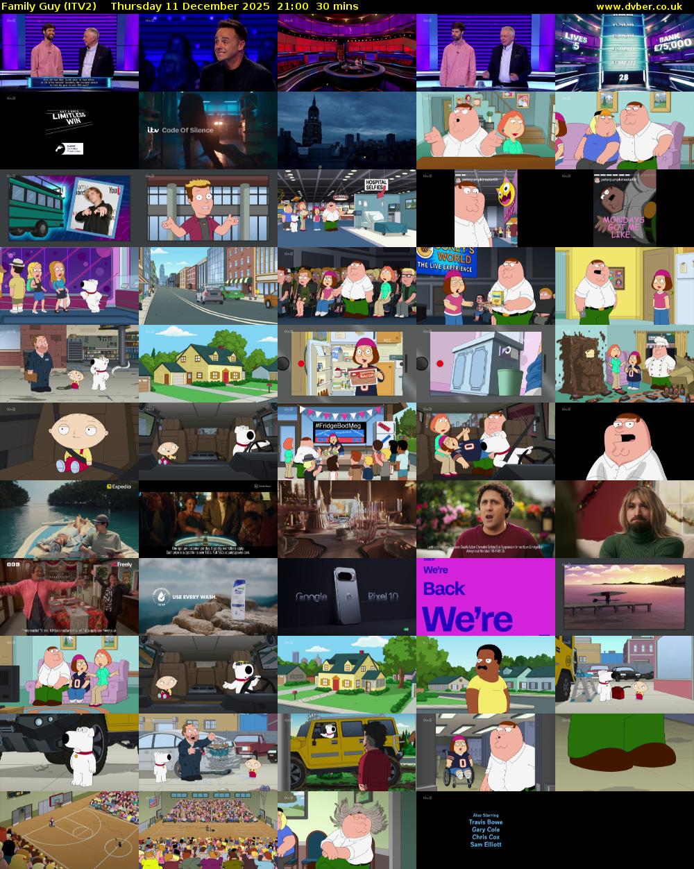 Family Guy (ITV2) Thursday 11 December 2025 21:00 - 21:30