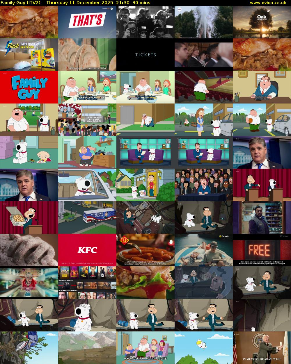 Family Guy (ITV2) Thursday 11 December 2025 21:30 - 22:00