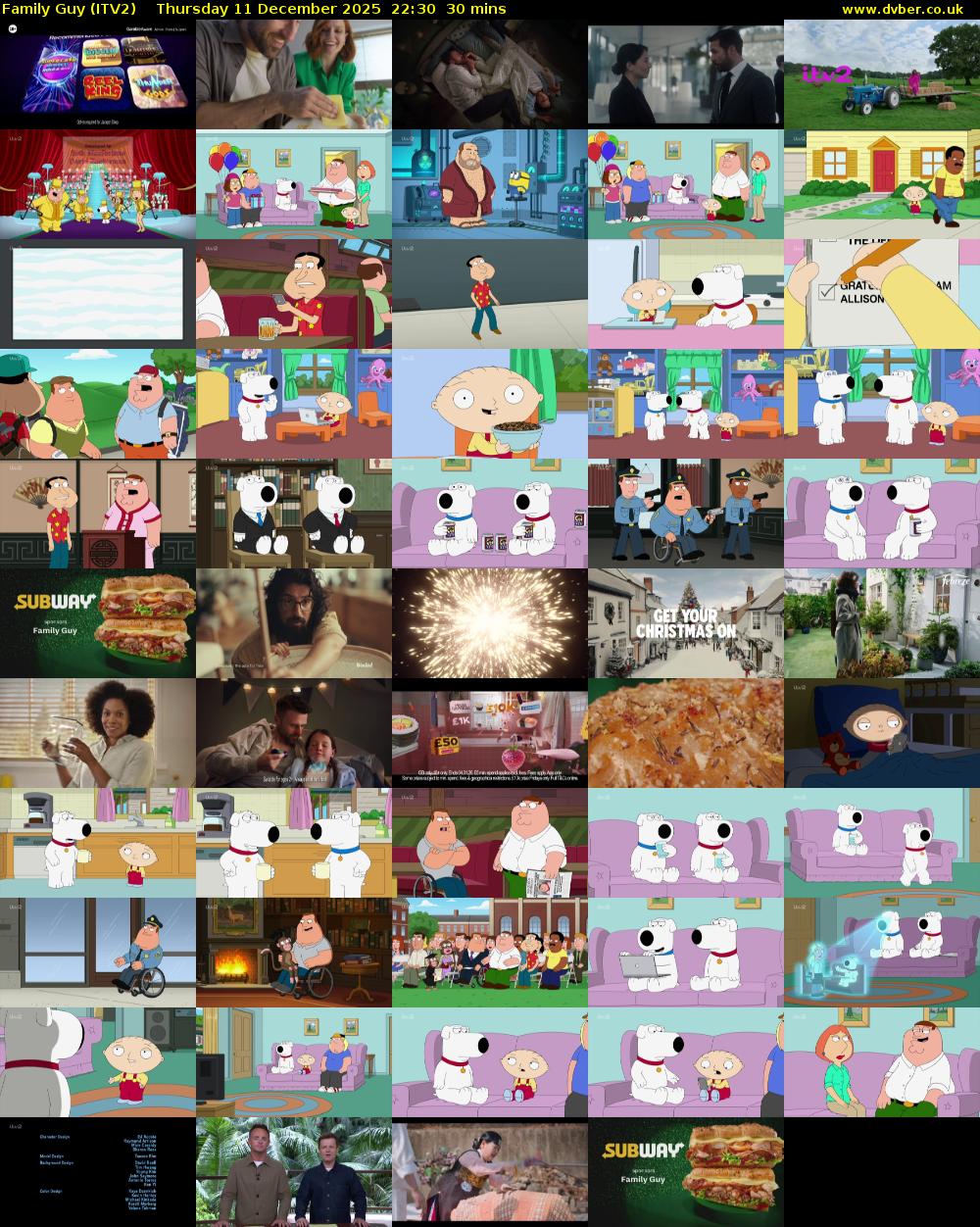 Family Guy (ITV2) Thursday 11 December 2025 22:30 - 23:00