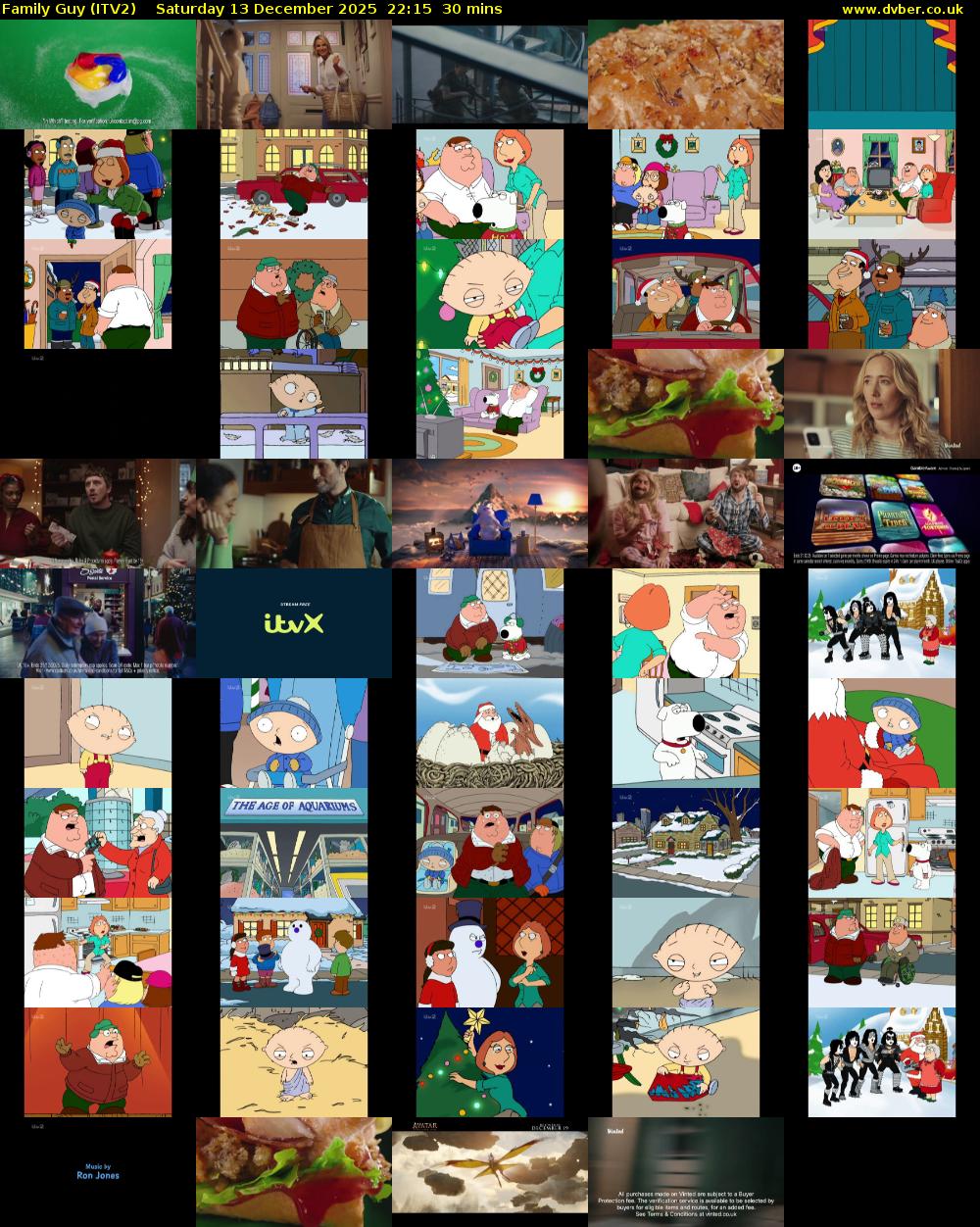 Family Guy (ITV2) Saturday 13 December 2025 22:15 - 22:45