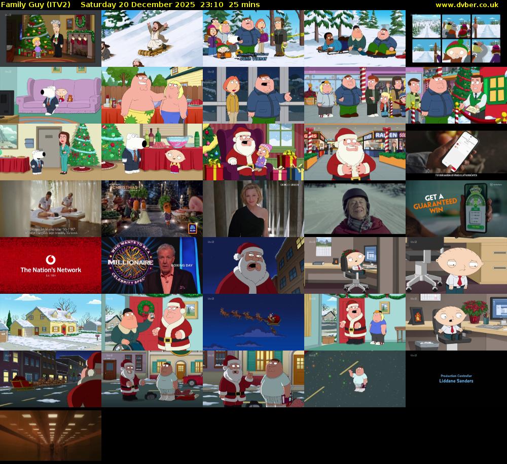 Family Guy (ITV2) Saturday 20 December 2025 23:10 - 23:35