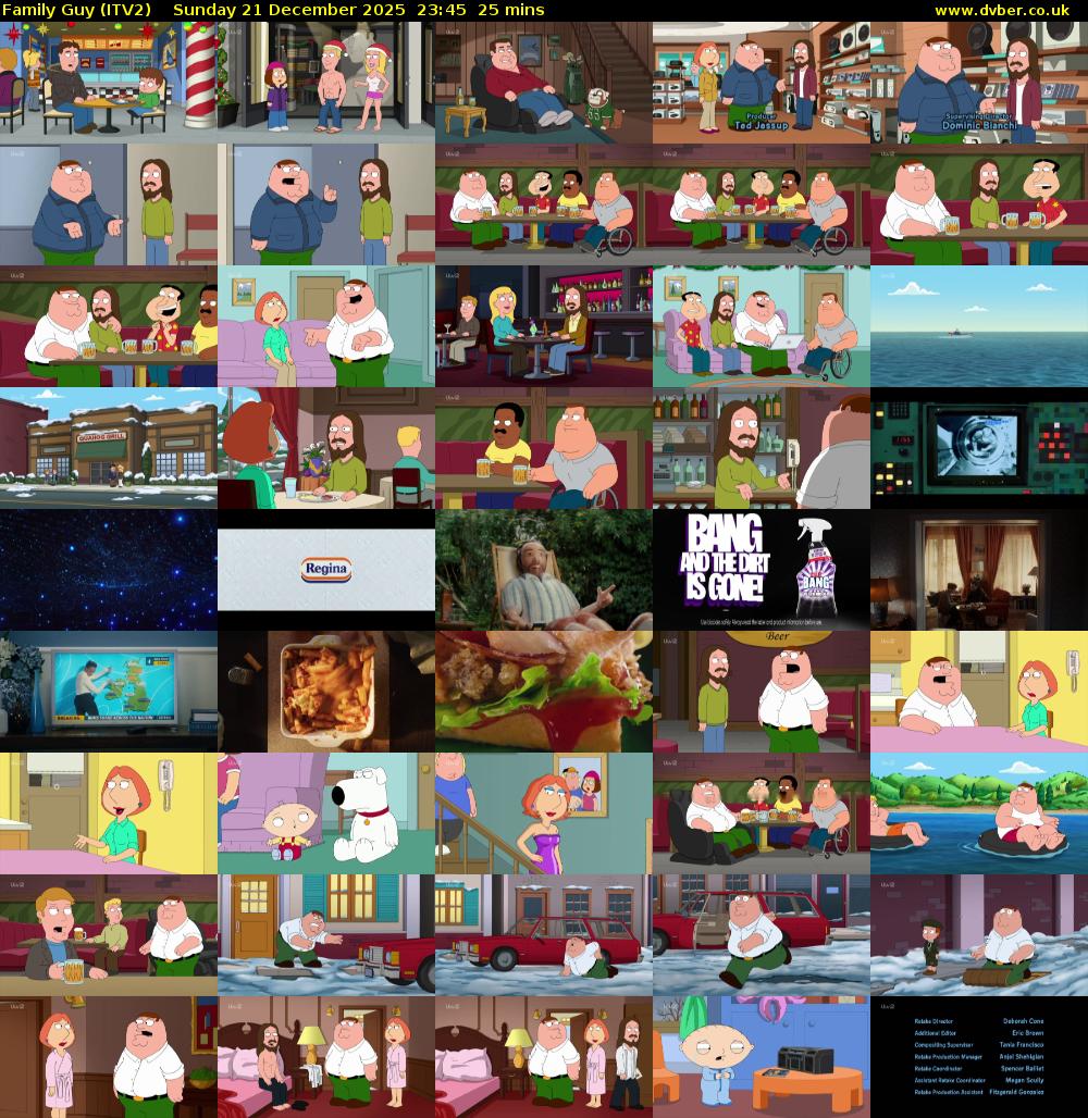 Family Guy (ITV2) Sunday 21 December 2025 23:45 - 00:10