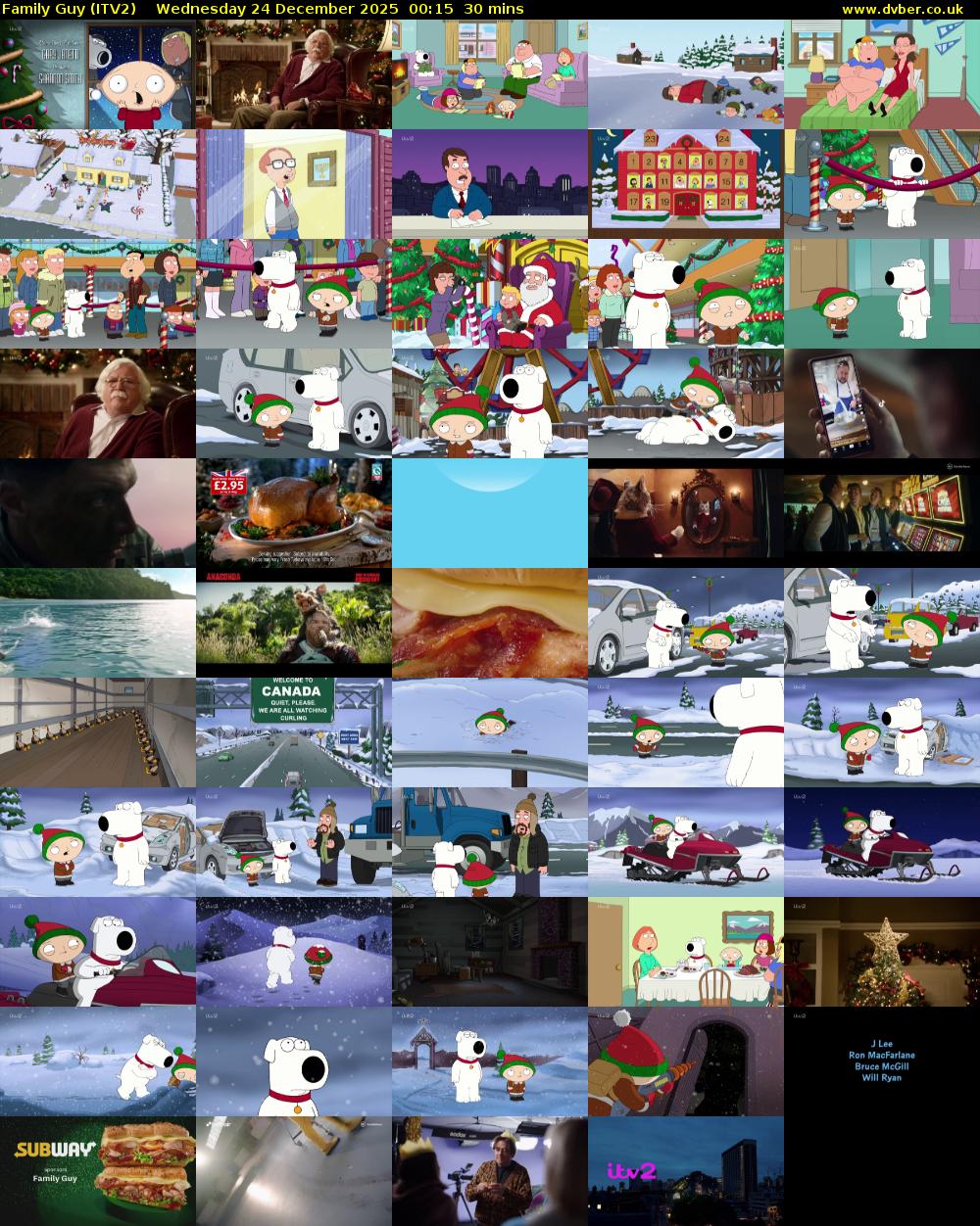 Family Guy (ITV2) Wednesday 24 December 2025 00:15 - 00:45