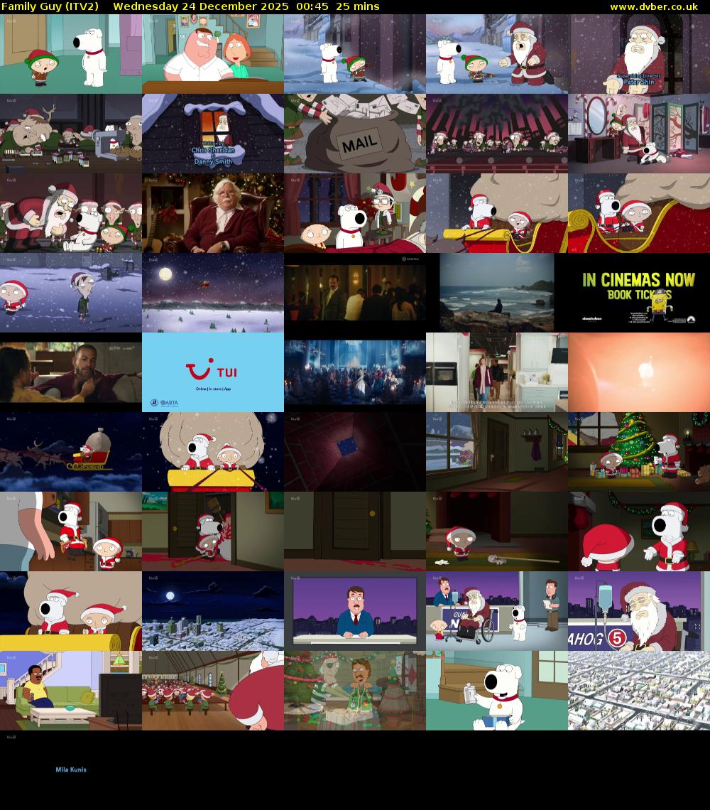 Family Guy (ITV2) Wednesday 24 December 2025 00:45 - 01:10