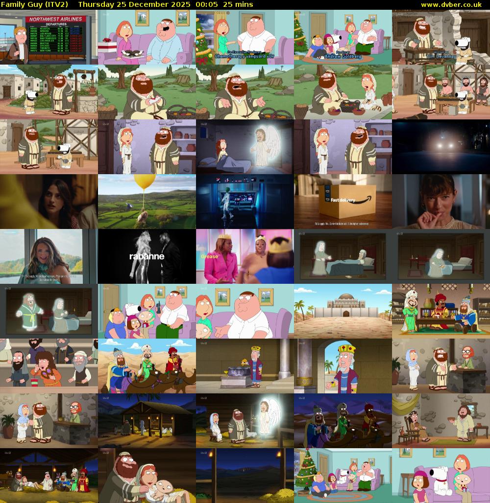 Family Guy (ITV2) Thursday 25 December 2025 00:05 - 00:30