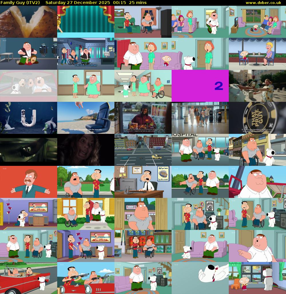 Family Guy (ITV2) Saturday 27 December 2025 00:15 - 00:40