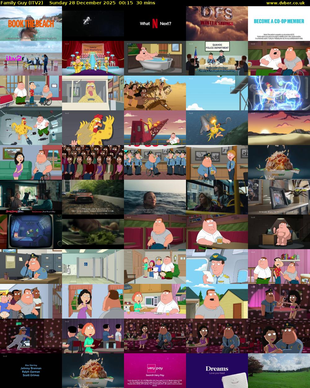Family Guy (ITV2) Sunday 28 December 2025 00:15 - 00:45