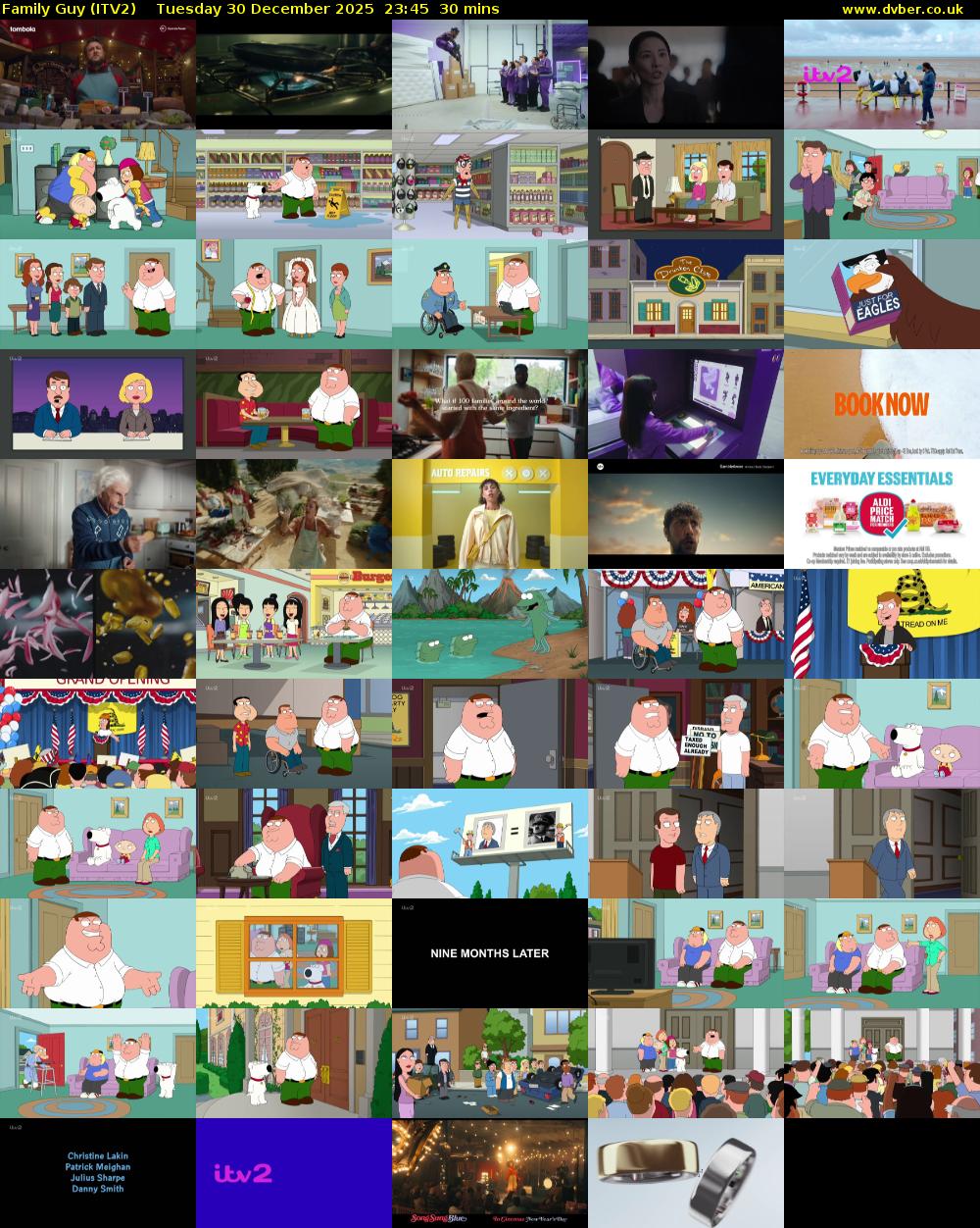 Family Guy (ITV2) Tuesday 30 December 2025 23:45 - 00:15