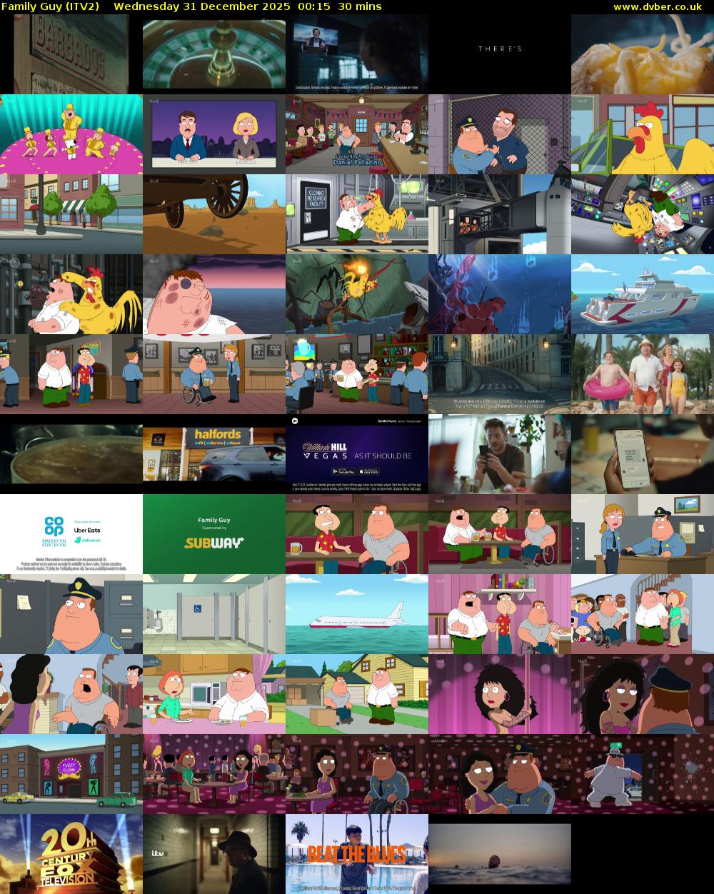 Family Guy (ITV2) Wednesday 31 December 2025 00:15 - 00:45