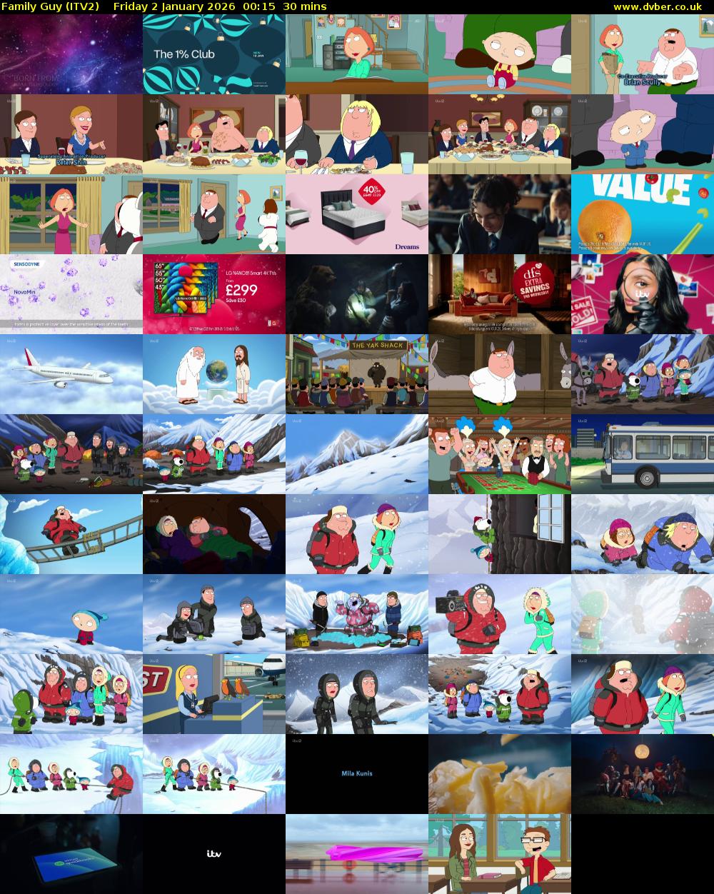 Family Guy (ITV2) Friday 2 January 2026 00:15 - 00:45