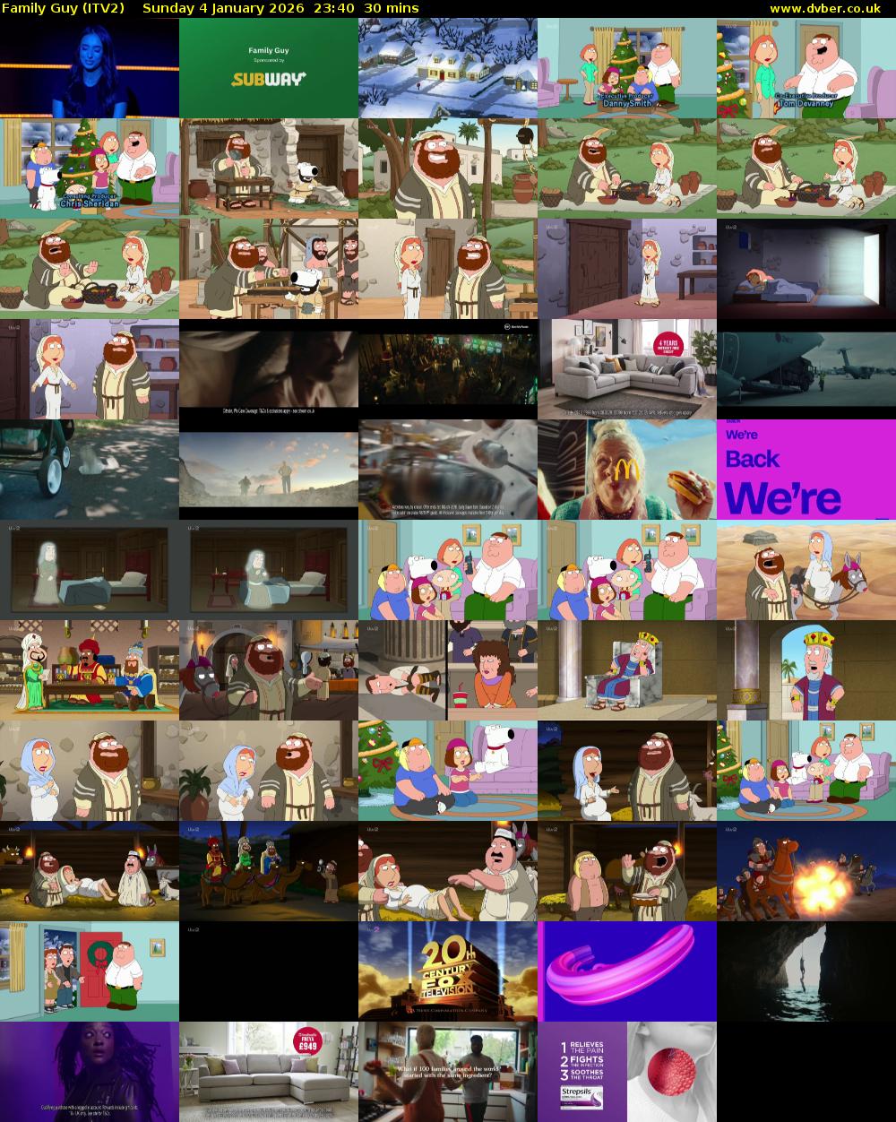 Family Guy (ITV2) Sunday 4 January 2026 23:40 - 00:10