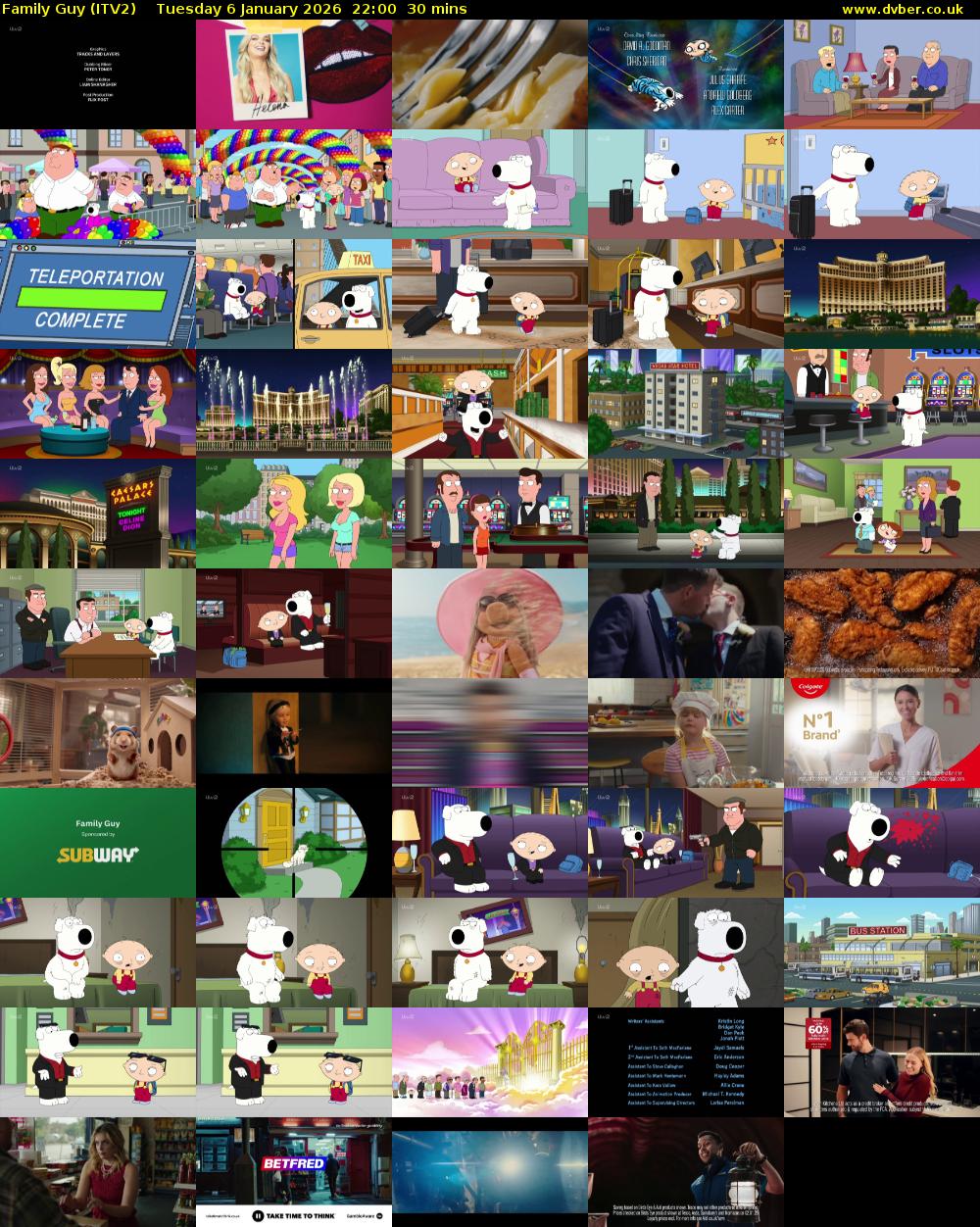 Family Guy (ITV2) Tuesday 6 January 2026 22:00 - 22:30