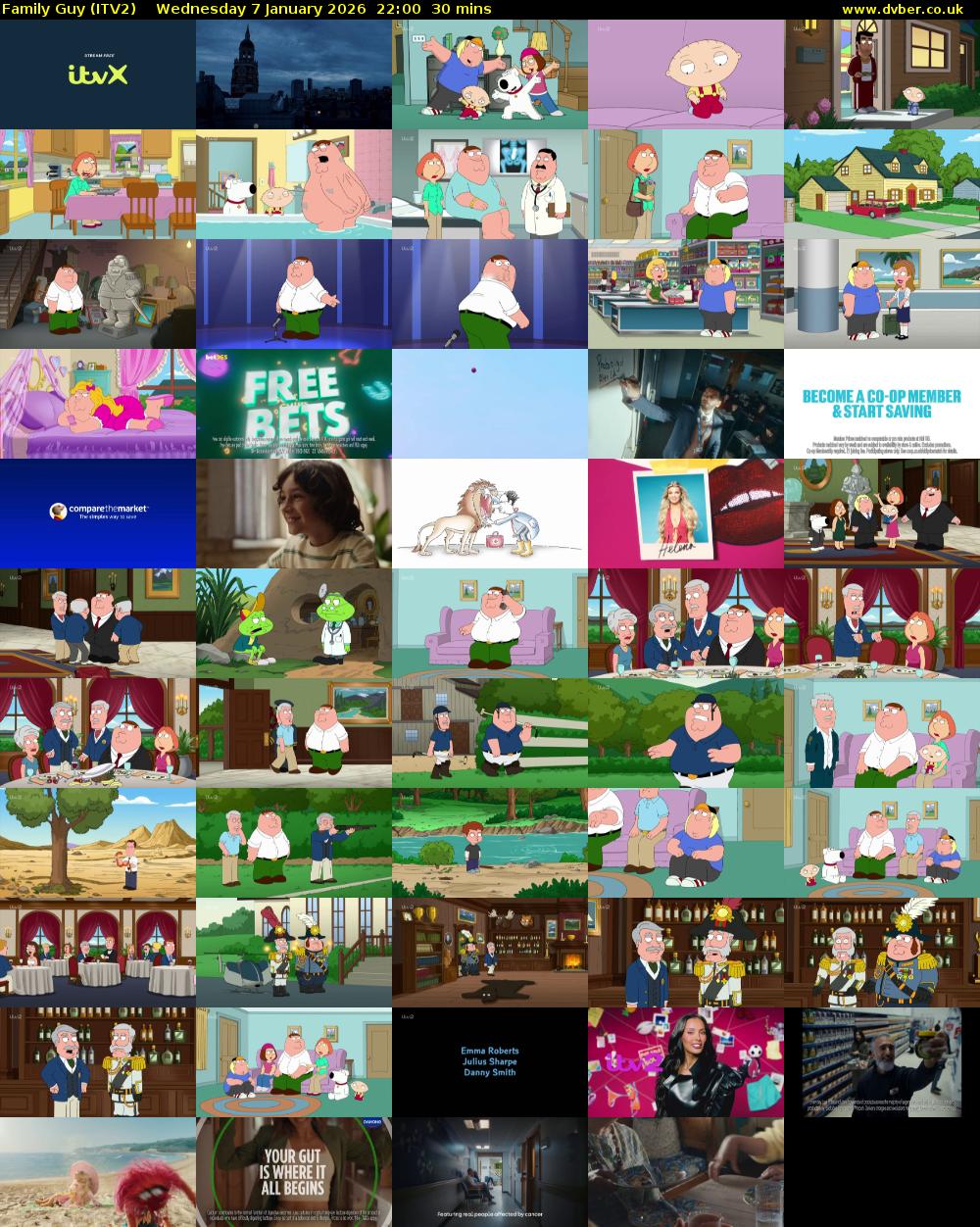 Family Guy (ITV2) Wednesday 7 January 2026 22:00 - 22:30