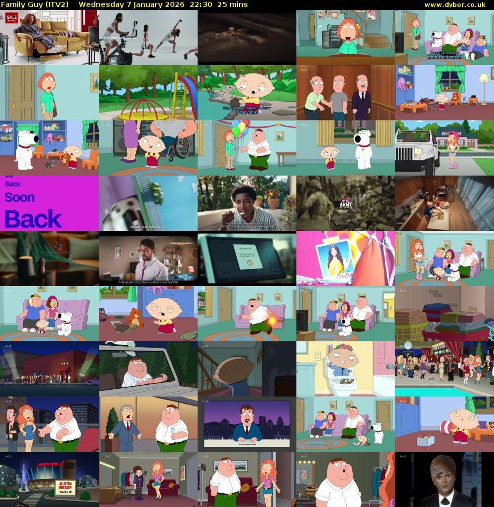 Family Guy (ITV2) Wednesday 7 January 2026 22:30 - 22:55
