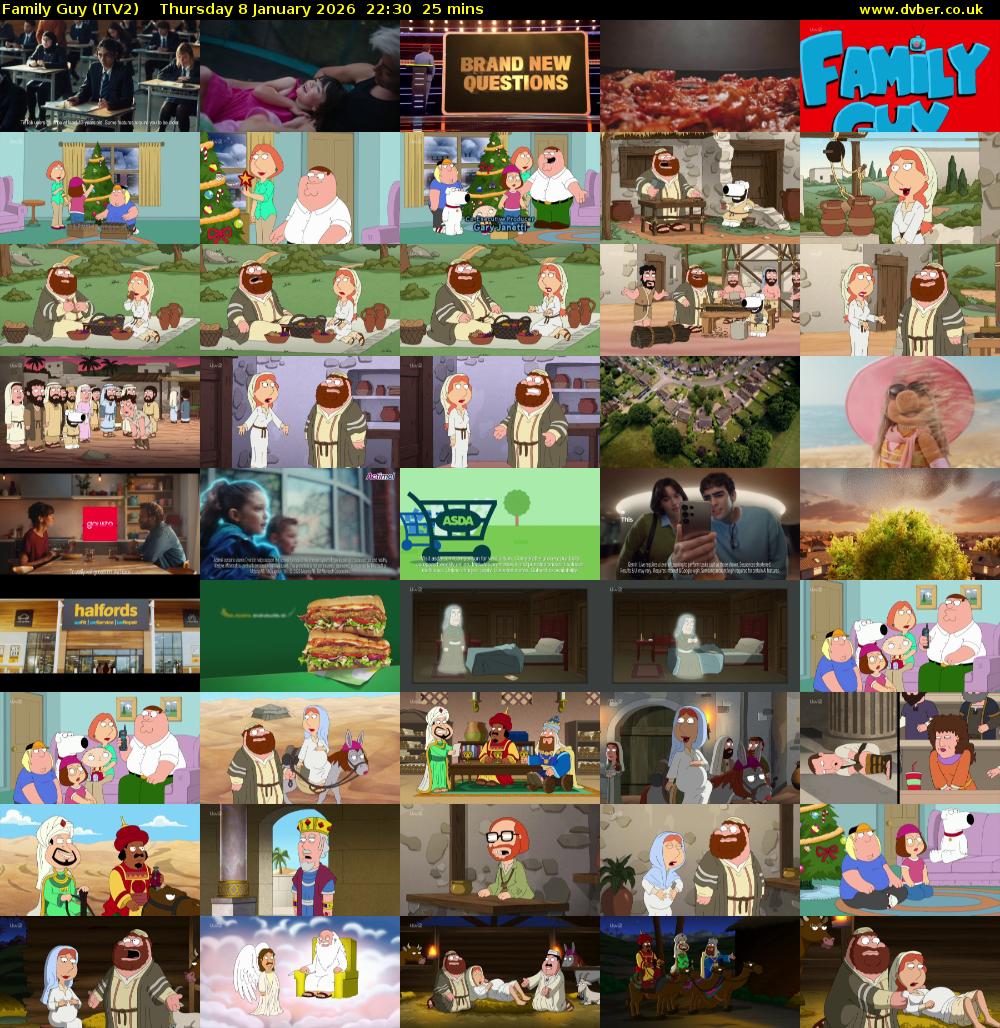 Family Guy (ITV2) Thursday 8 January 2026 22:30 - 22:55