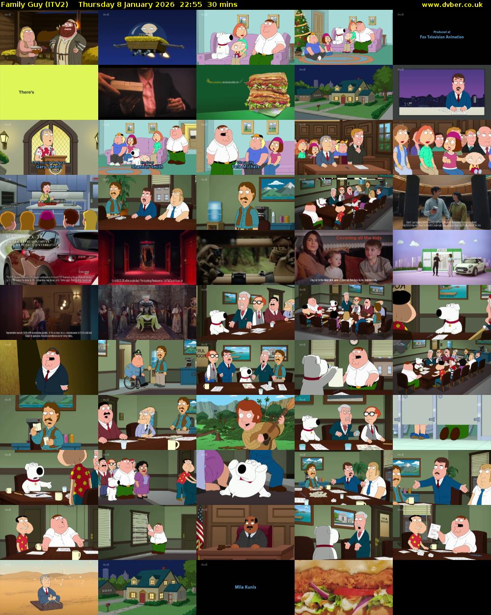 Family Guy (ITV2) Thursday 8 January 2026 22:55 - 23:25