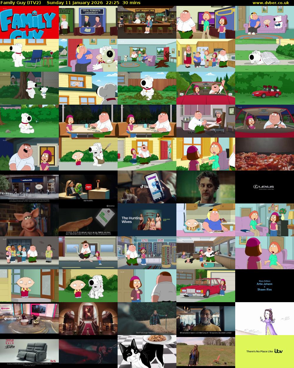 Family Guy (ITV2) Sunday 11 January 2026 22:25 - 22:55