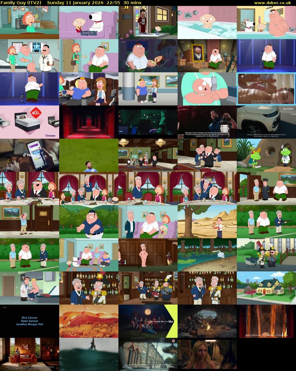 Family Guy (ITV2) Sunday 11 January 2026 22:55 - 23:25
