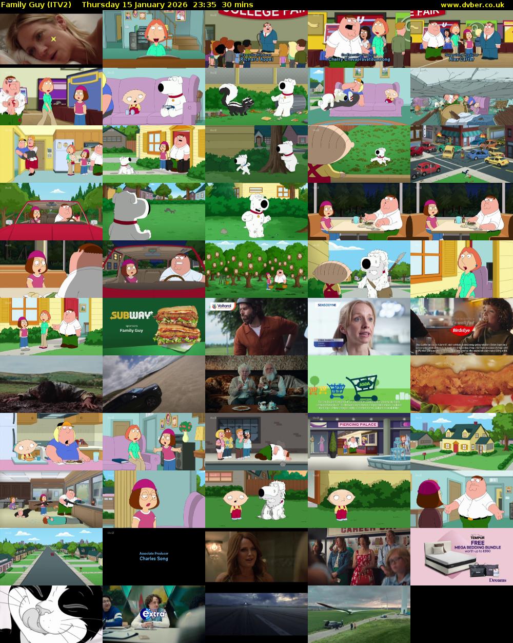 Family Guy (ITV2) Thursday 15 January 2026 23:35 - 00:05