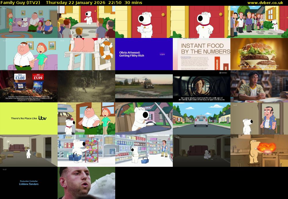 Family Guy (ITV2) Thursday 22 January 2026 22:50 - 23:20