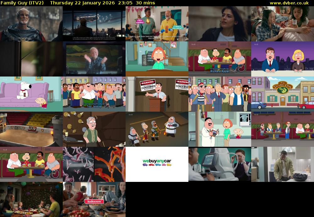 Family Guy (ITV2) Thursday 22 January 2026 23:05 - 23:35
