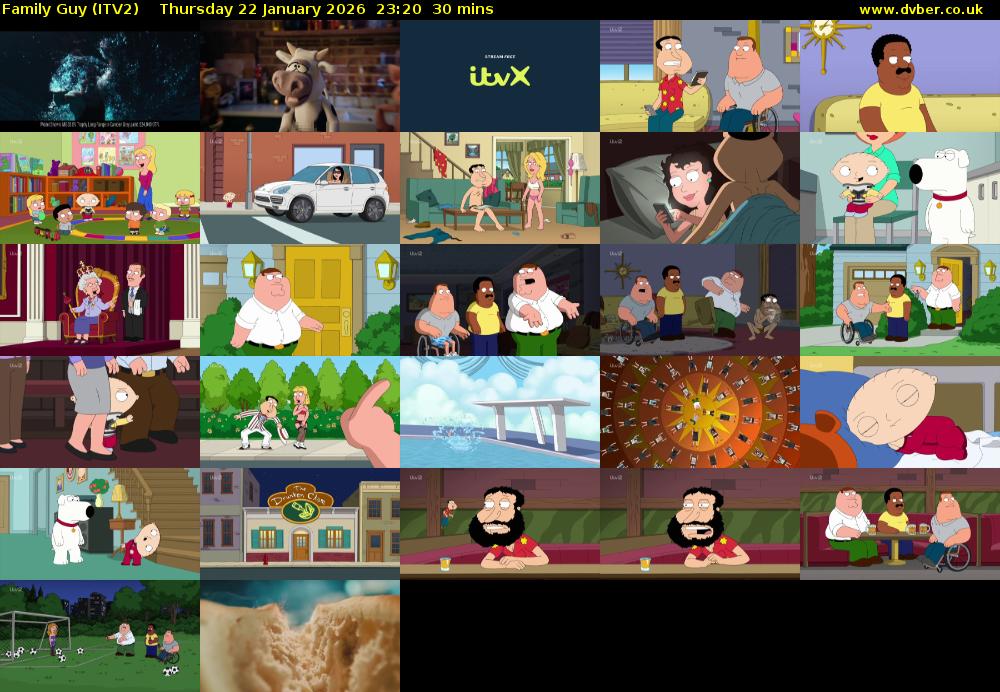 Family Guy (ITV2) Thursday 22 January 2026 23:20 - 23:50